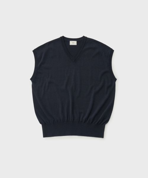 Layer Silk Knit Vest Dark Navy