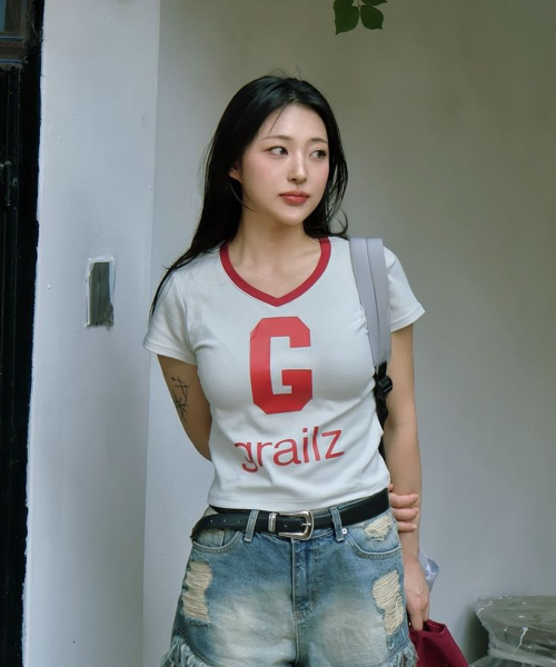☆韓国の人気☆【GRAILZ】☆G LOGO CROP T-SHIRTS☆ 그레일즈(GRAILZ) G LOGO CROP T-SHIRTS [GREY] - 사이즈 & 후기