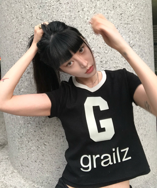 ☆韓国の人気☆【GRAILZ】☆G LOGO CROP T-SHIRTS☆ 그레일즈(GRAILZ) G LOGO CROP T-SHIRTS [BLACK] - 사이즈