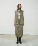 프롬웨얼(FROMWHERE) Glossy Twin  Maxi Skirt Khaki