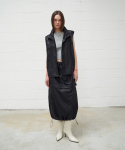 프롬웨얼(FROMWHERE) Glossy Twin  Maxi Skirt Black