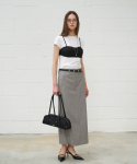 프롬웨얼(FROMWHERE) Slim Detail  Maxi Skirt Gray