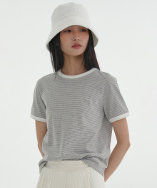 [24SS clove] Stripe Ringer T-Shirt (Melange Grey)