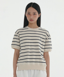 [24SS clove] Stripe Sweat T-Shirt (Cream)