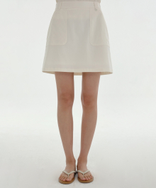 [24SS clove] Logo Waistband Skirt (White)