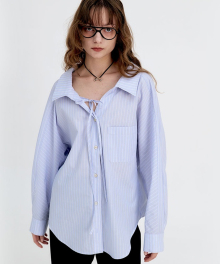 24 Summer_ Blue Stripe String Oversized Shirt