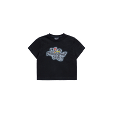 The Powerpuff Girls x acmedelavie gradient curlylogo crop t-shirts BLACK