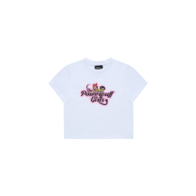 The Powerpuff Girls x acmedelavie gradient curlylogo crop t-shirts WHITE