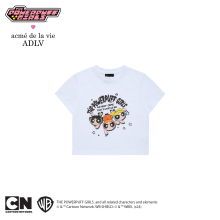 The Powerpuff Girls x acmedelavie crayon artwork crop t-shirts WHITE