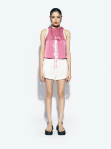 RIBBON OPEN SLEEVELESS BLOUSE PINK