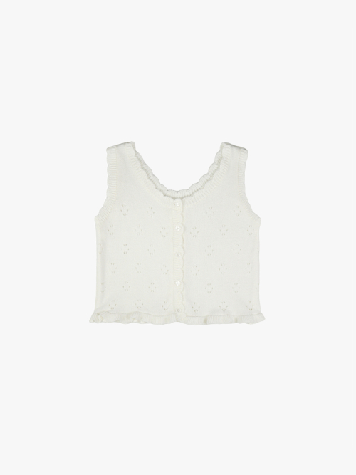 FRILL PUNCHING KNIT VEST IVORY