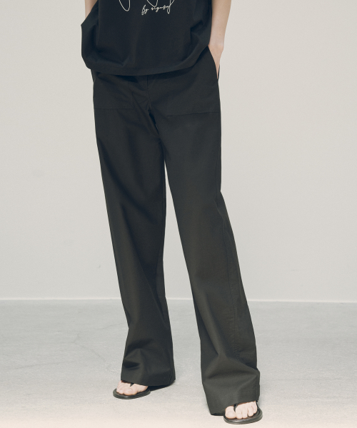 パンツ Siyazu SIPT7126 Mini Terry Wide Banding Pants_Black パンツ Siyazu SIPT7126 Mini Terry Wide Banding Pants_Black