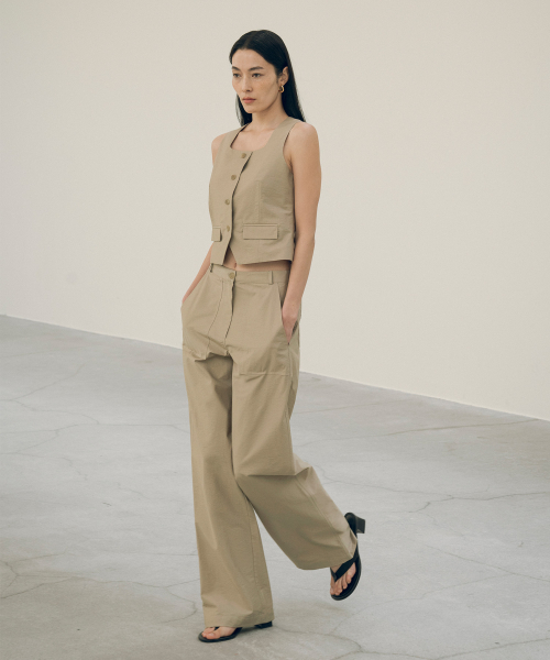 시야쥬(SIYAZU) SI 와샤 베스트 셋업_Khaki beige - 사이즈 & 후기 | 무신사