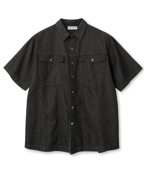Two Pocket Denim Half Shirts черный
