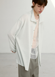 Soft linen high neck shirts_Sea foam