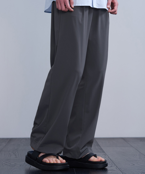 COOLING RELAXED WIDE BANDING PANTS [D.GREY]
