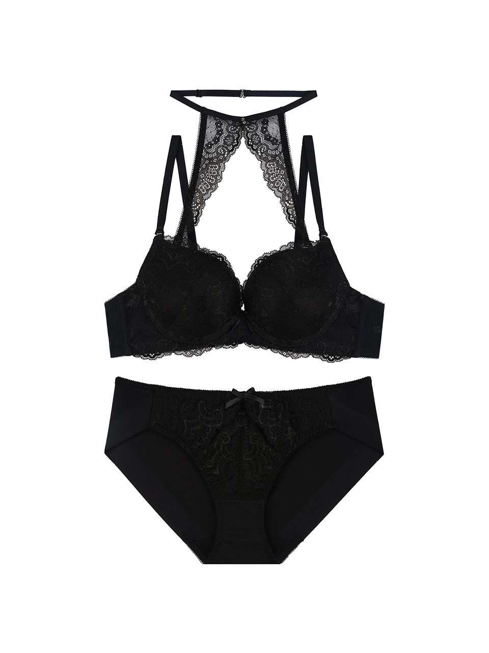 ROMANTIC PEARL гелевый полный кап бра и трусики Black SET