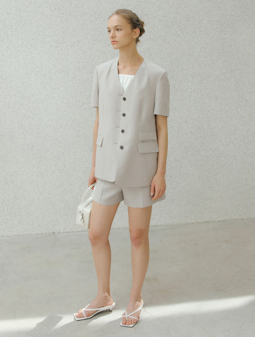 NOCOLLAR SINGLE BLAZER_2COLOR