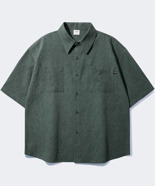 Рубашка свободного кроя с пигментом Dark Green SMSS4079