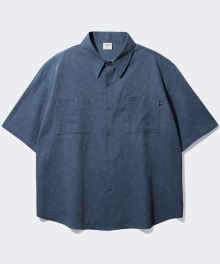 피그먼트 루즈핏 반팔 셔츠 블루 SMSS4079