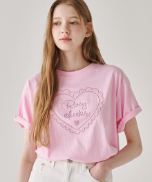ROSY CHEEKS HEART BASIC FIT T SHIRT PINK