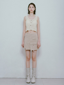 Wrap Pocket Skirt Pants in Beige VW4ML183-91