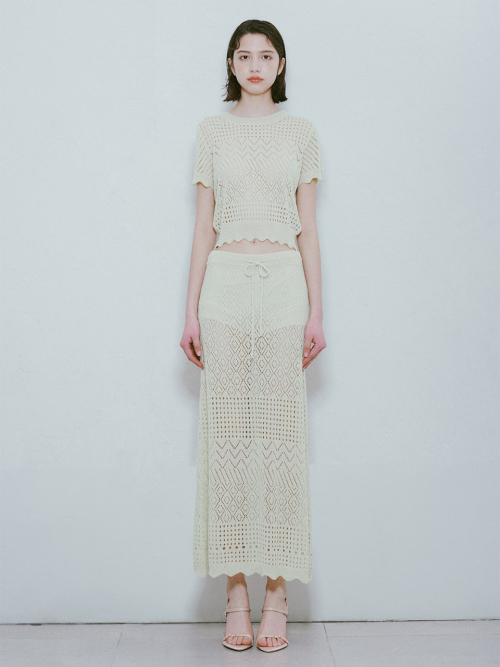 레이브(RAIVE) Punching Knit Long Skirt in Y/Green VK4MS261 레이브(RAIVE) Punching Knit Long Skirt in Y/Green VK4MS261