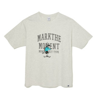 마크엠(MARKM) BIG SLOGAN BOARDER TSHIRT-GREY MELANGE 상품 이미지