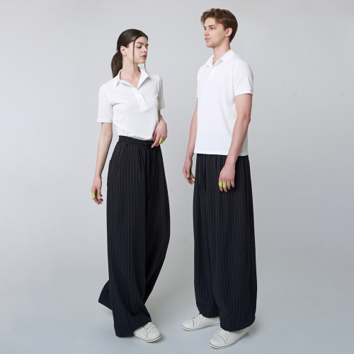 Широкие брюки в полоску AU41PT11_Dark Navy
