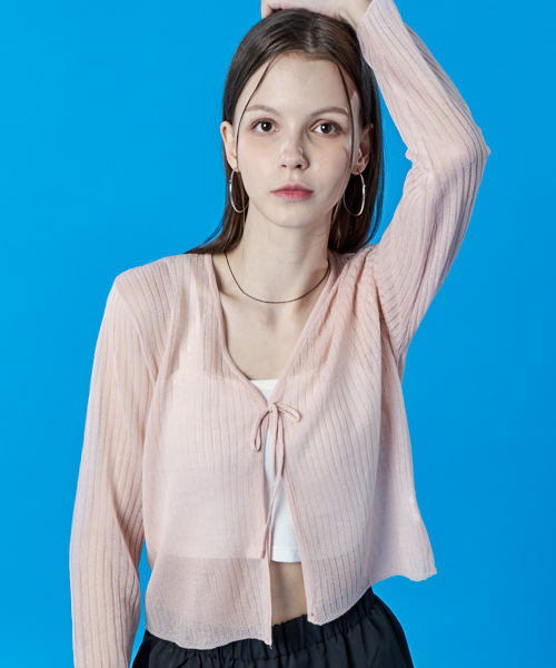 Прозрачный летний кардиган с лентой-бретелью [Pink] KGL.
