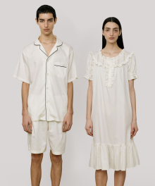 (couple) Classic Cotton Short Pajama Set + One-piece 004