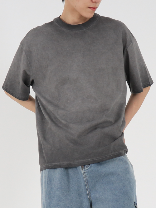 버튼서울() 헤비코튼 핸드메이드 피그먼트워싱 티셔츠 (차콜) 상품 이미지
