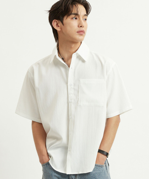 Men's Asian Style Linen T-Shirt - Round Buckle Short Sleeve, Loose Fit, Kimono Inspired, Gray Blue, Size L - View #7