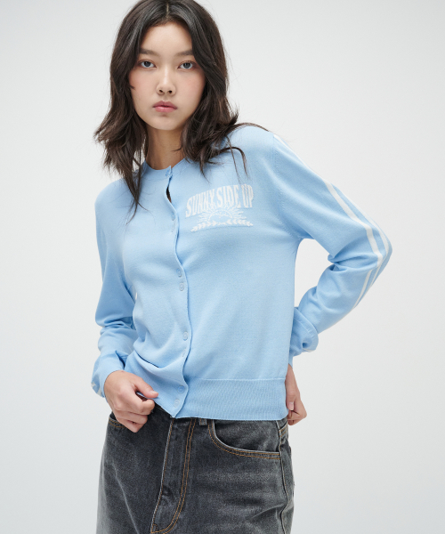 (Womens) Кардиган в полоску (Sky Blue)