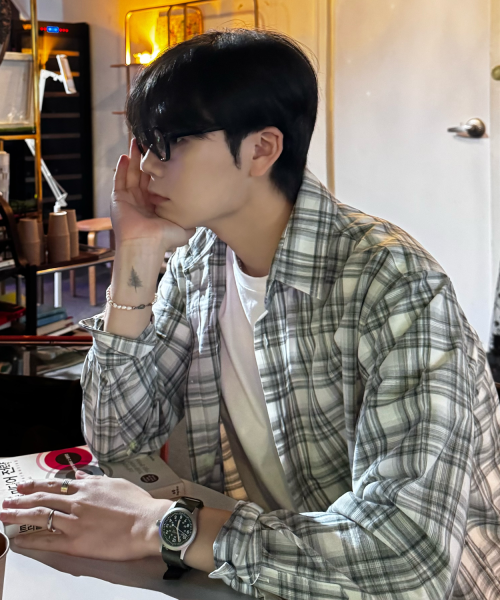 시어서커 썸머 체크 셔츠 [LE05 그레이]