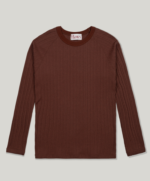 Ribbed Slim Long Sleeve [REDDISH BROWN]