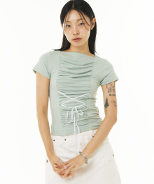 RIBBON SHIRRING TEE (MINT)