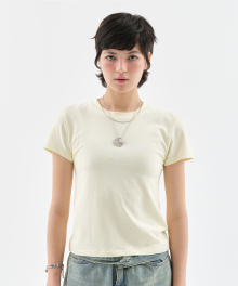 NOI1259 백 로고 스판 티셔츠 (옐로우)