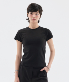 NOI1262 백 로고 스판 티셔츠 (블랙)