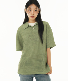 BUTTON UP COLLAR KNIT SHIRTS (GREEN)