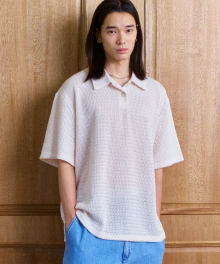 BUTTON UP COLLAR KNIT SHIRTS (CREAM)