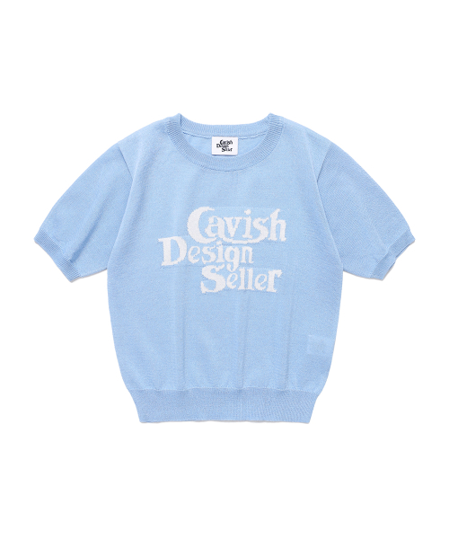 W SELLER LOGO INTARSIA KNIT BLUE(CV2EMFK601A)