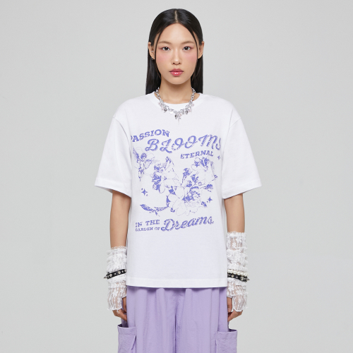 ★lalafox★VINTAGE ROSE ANGEL T-SHIRT★White★韓国★大人気★ 라라폭스(LALAFOX) VINTAGE ROSE ANGEL T-SHIRT WHITE BQ2CH103