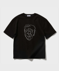 페이스 드로잉 자수 반팔 티셔츠 (블랙)