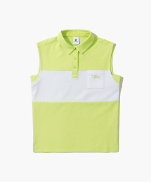 여성 컬러 배색 슬리브리스 카라 티셔츠 (GP222LSL53)