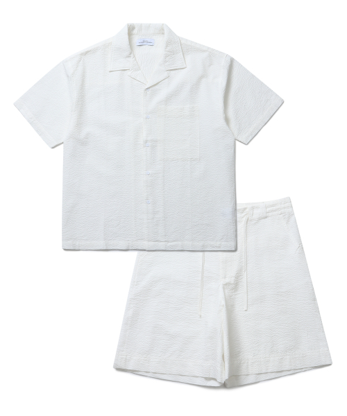 [SET] Костюм-двойка из сирсакера (White)