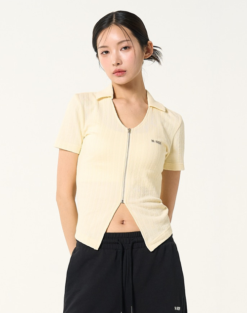 Женский трикотажный кардиган на молнии Light Yellow