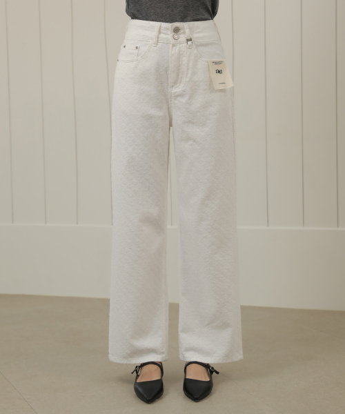 Lace Two Button Wide Cotton Pants_NSCP446 (White)