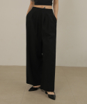 논앤논(NON AND NON) Linen Pintuck Wide Pants (Black)