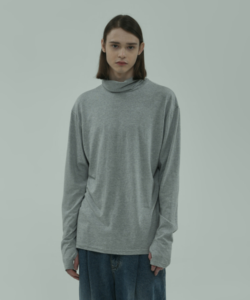 turtle neck l/s tee melange grey